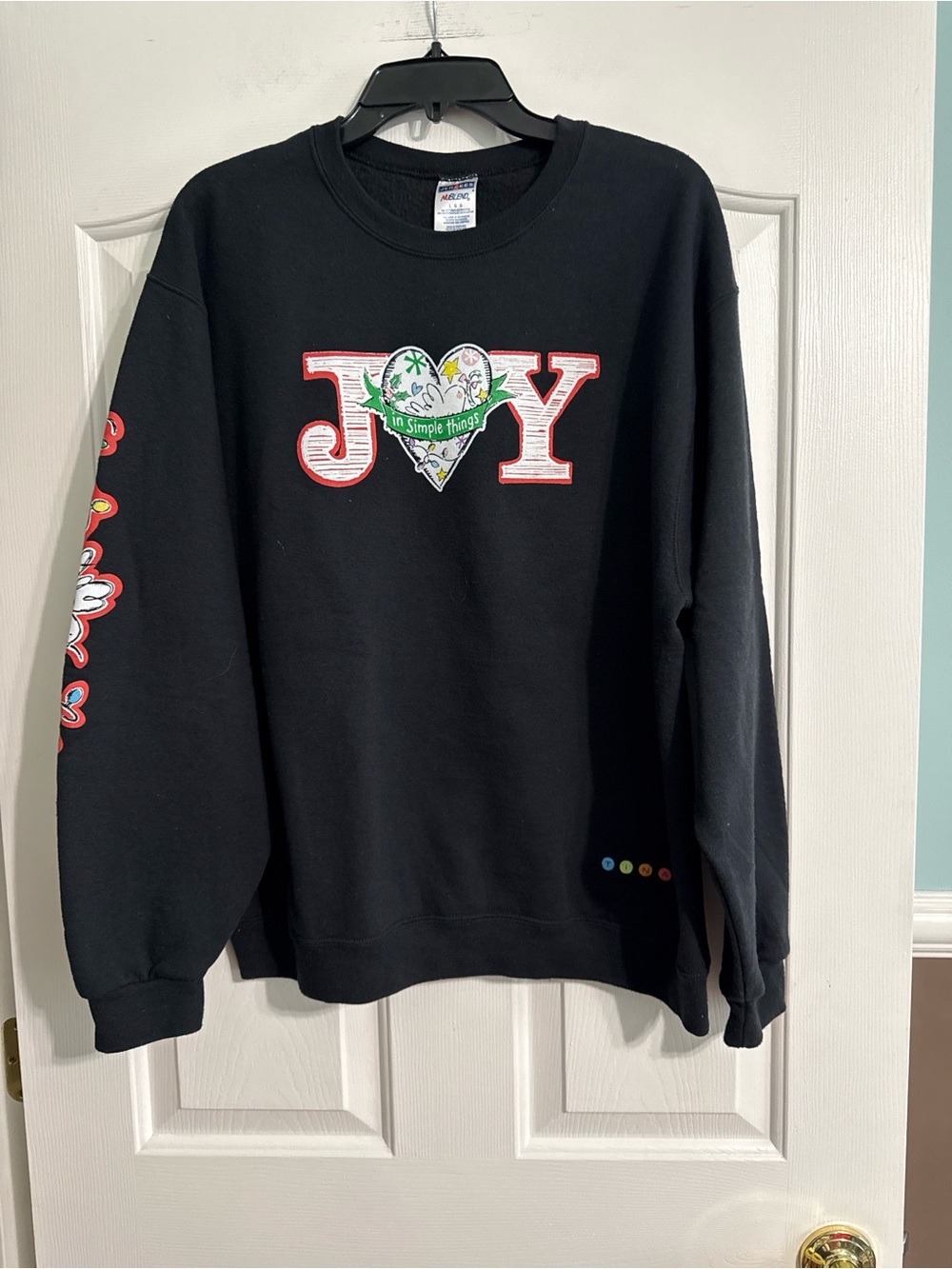 Women’s Black JOY Graphic Crewneck Sweatshirt-Jerzees